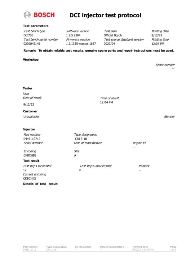 Cresoro 2.0 Diesel Injector | Bosch 0445110712 0445110743 | Fuel System Parts - Image 3